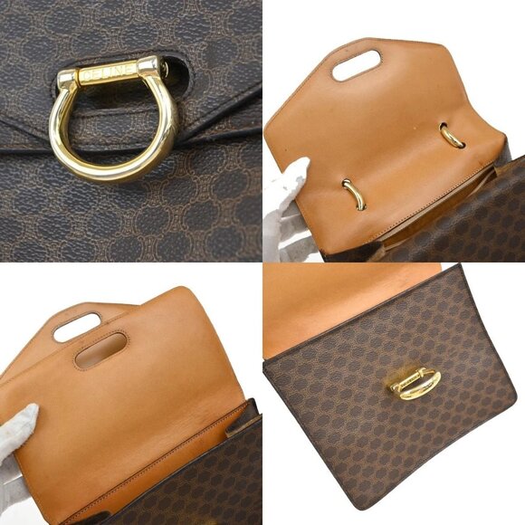 CELINE Logo Macadam Pattern Hand Bag PVC Leather Brown GHW Italy 67EF790 - Picture 9 of 16